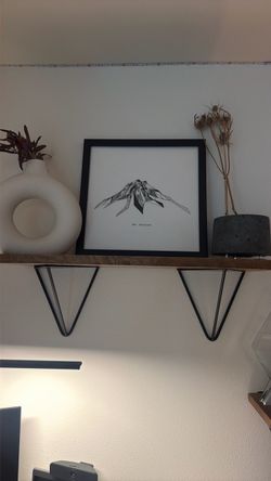 West elm Woden shelves with custom Etsy mounts