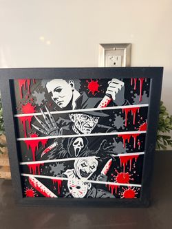 Horror characters 3D print framed sign