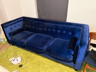 Lovely blue velvet couch