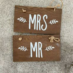 "MR" and "MRS" Rustic  Signs