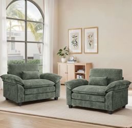 2X Green fabric accent chairs