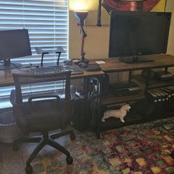 Computer Desk, Chair, and TV Stand