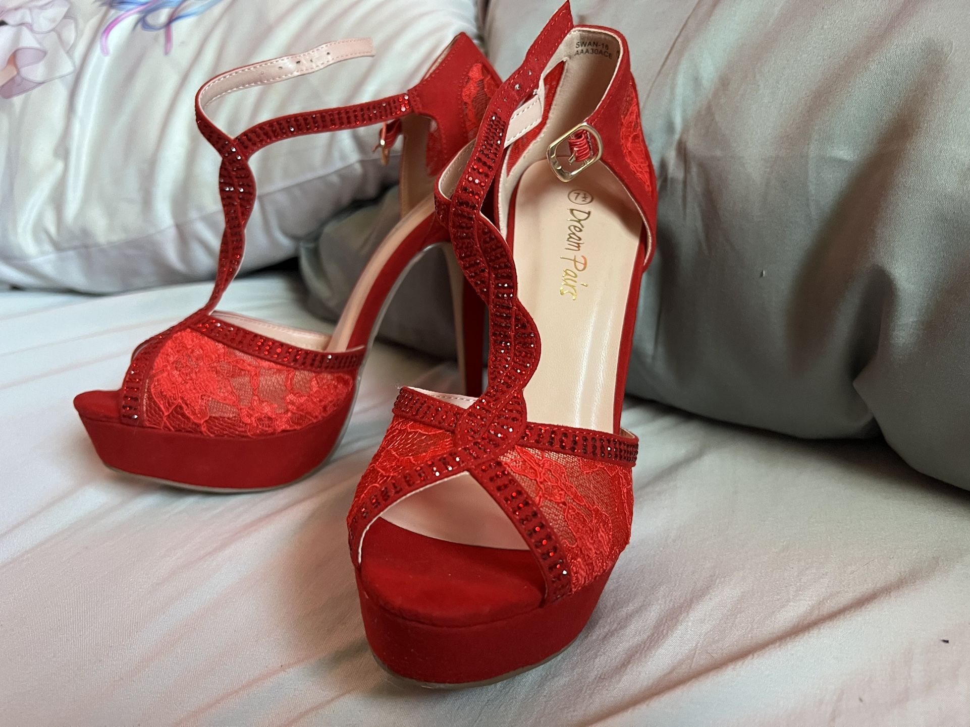 Peep Toe Healed Red Platform Sandals