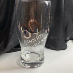 Happy 50th birthday drinking glass