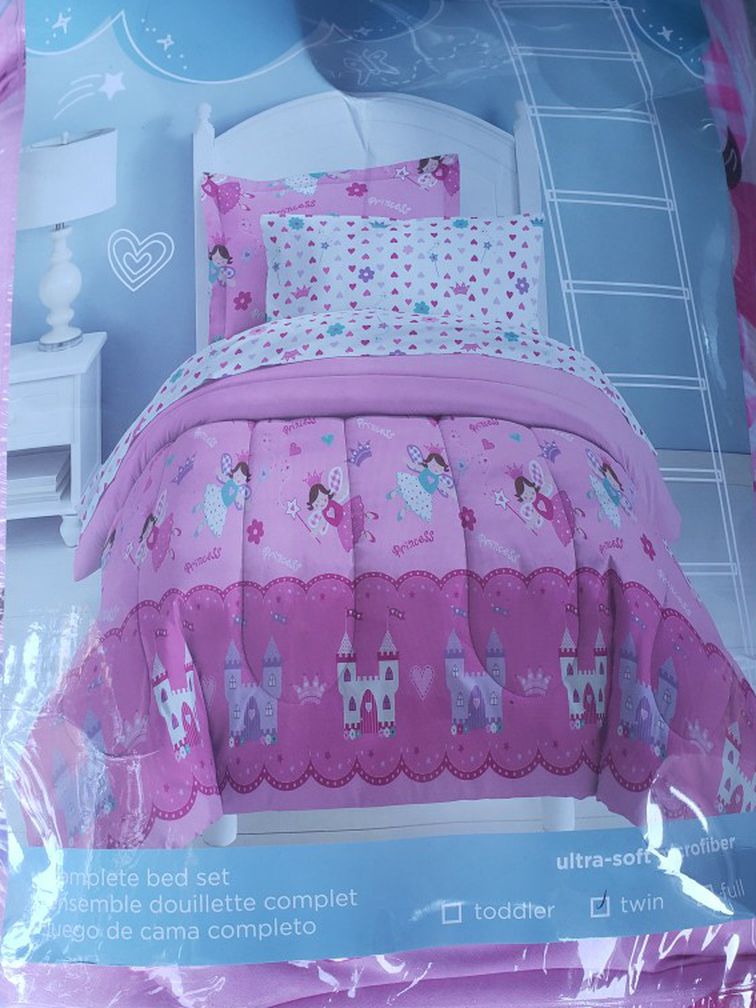 Twin Bed Set, Dream Factory Princess Pink