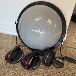 Exercise Ball, Perfect Push Up, and Ab Wheel