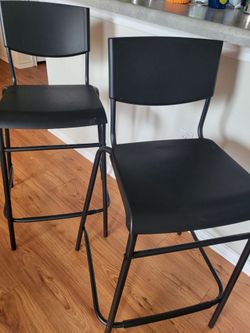 Bar stool with backrest, counter height black/black, 24 3/4 " set of 2