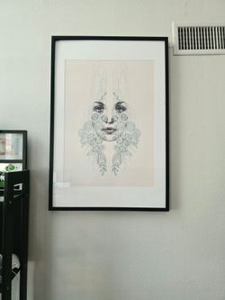 Framed Art Print Face Floral Illustration