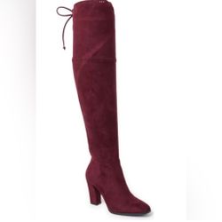 VINCE CAMUTO Tapley Thigh-High Boots – Size 7M Color: Elderberry (Burgundy Stretch Suede) Item #: (contact info removed) | Retail: $179  