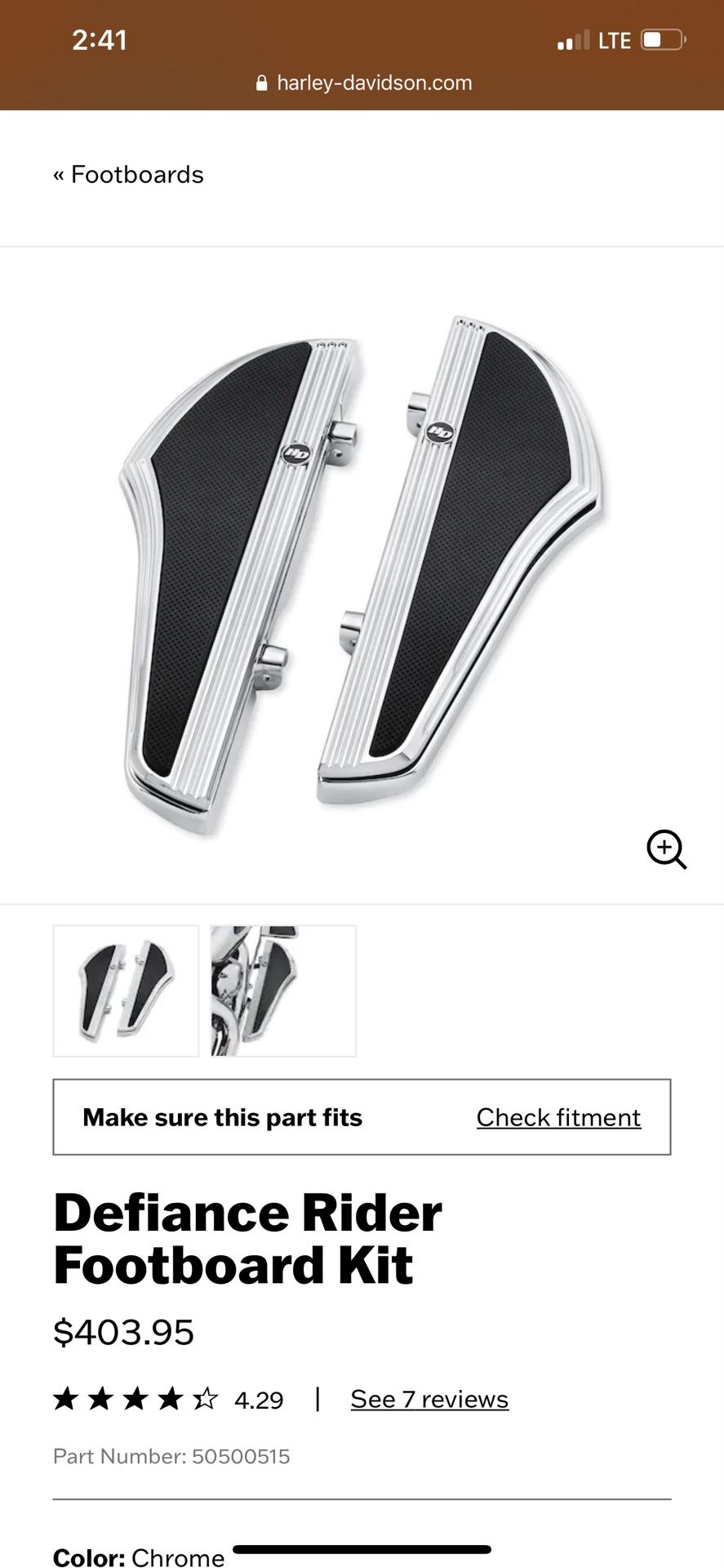 Harley Davidson Defiance Floorboards Softail/Touring Models