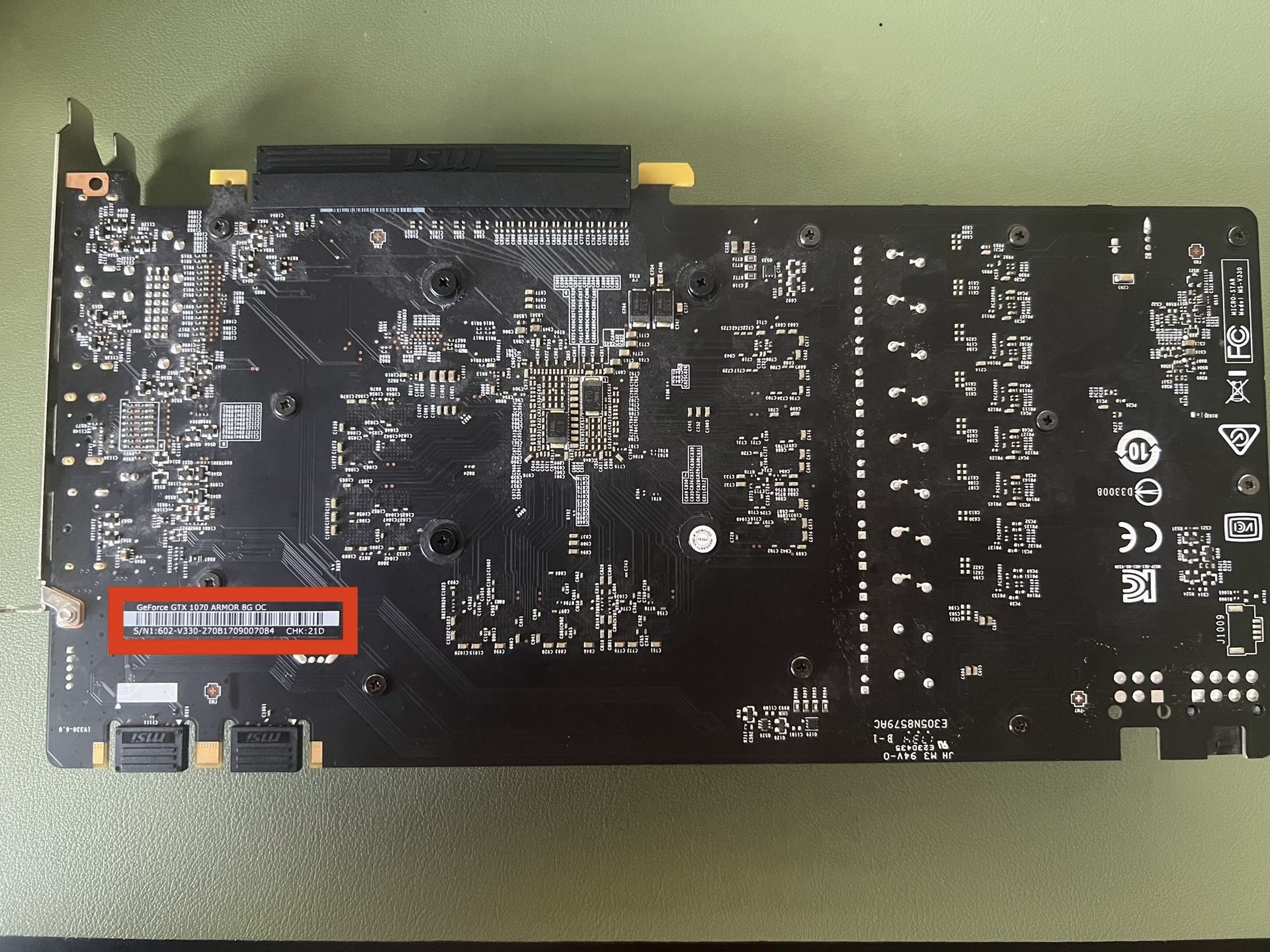 MSI GTX 1070 Armor 8G OC