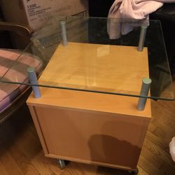 Glass Top Side Table With Wheels