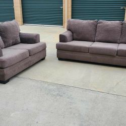 Grey Two Piece Couches Set Delivery Available 