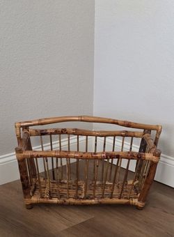MCM Bamboo Rattan Magazine Rack