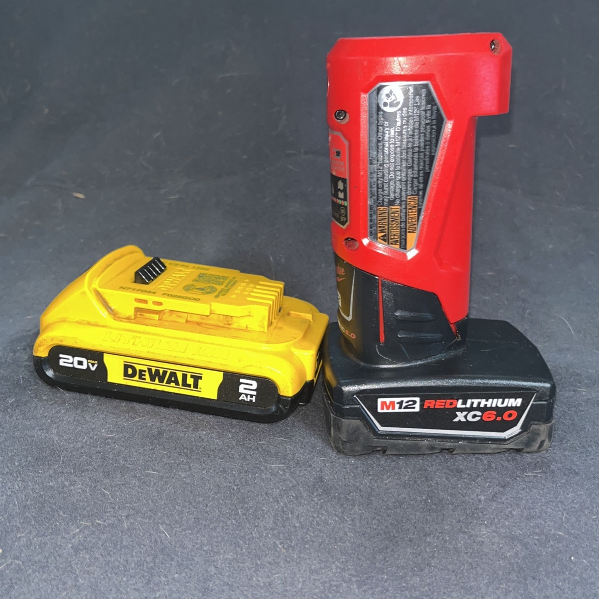 Milwaukee M12 Xc6.0 & Dewalt 20v 2ah