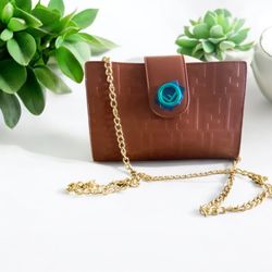 Brown Sling Bag With Gold Chain 