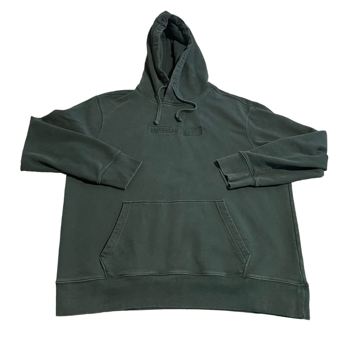 American Eagle Hoodie Men XL Green Sweatshirt Pullover Sweater Embroidered Solid