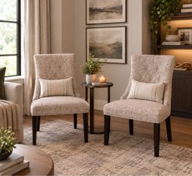 Set of 2 Upholstered Accent Chairs with Lumbar Pillows