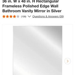 Glacier Bay frameless 36 X 48 Gym /bathroom vanity mirror 