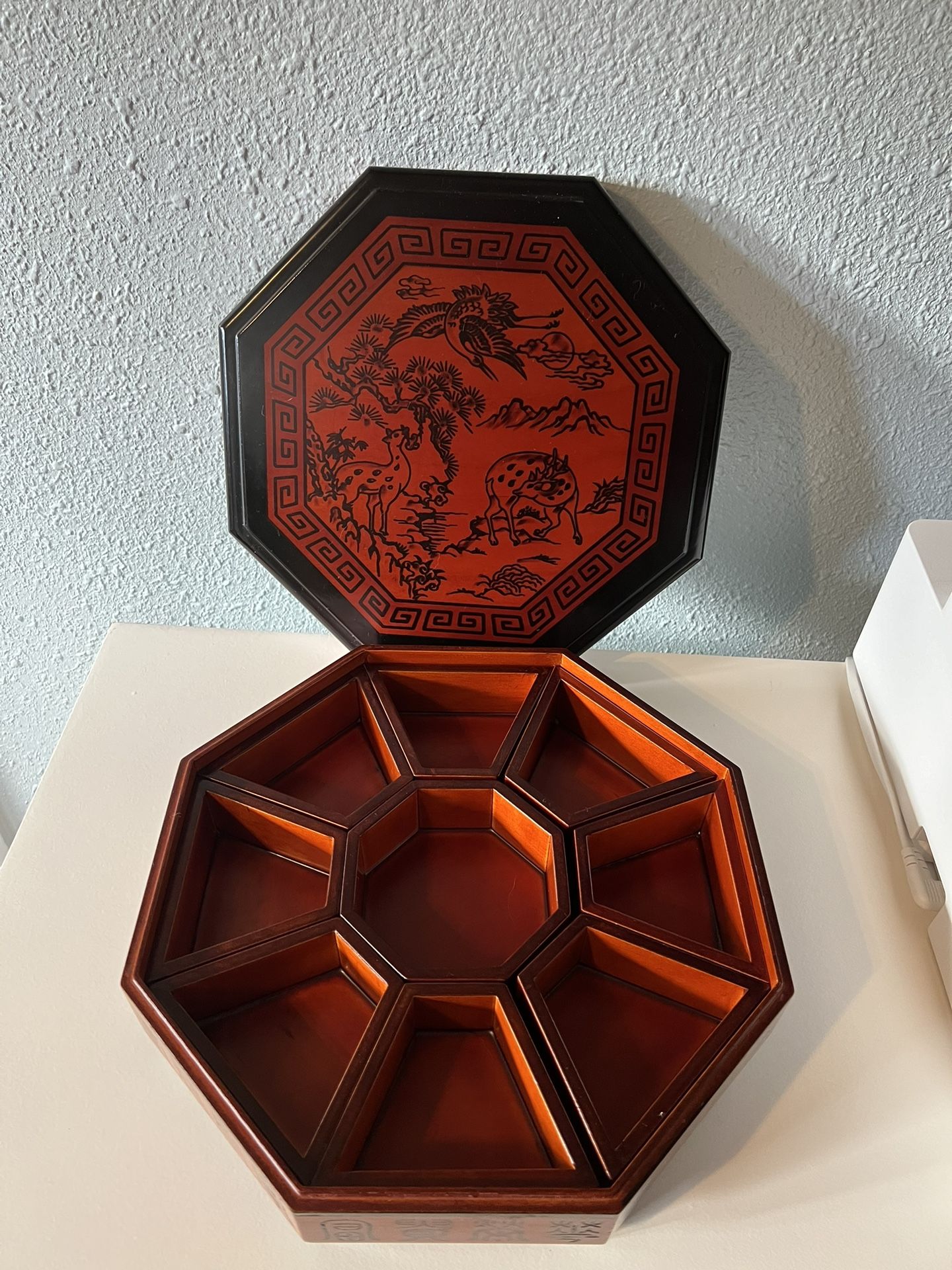 Vintage Korean Snack Bento Box 12”x 12” X 4”