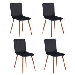 Homy Casa SCRAGILL Velvet Black Dining Chairs with Fabric Seat and Walnut Wood Accents Open Box