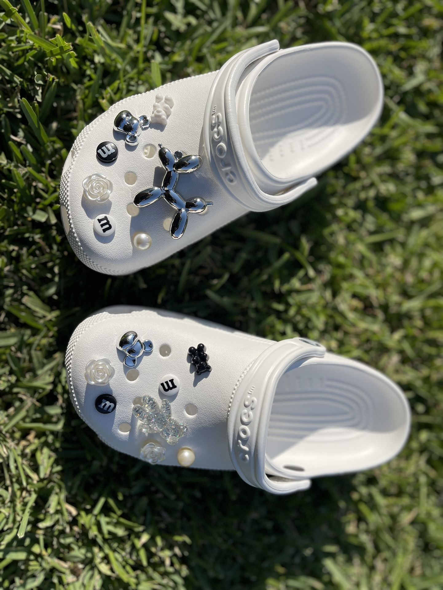 Silver, Black, & White Croc Charm Set