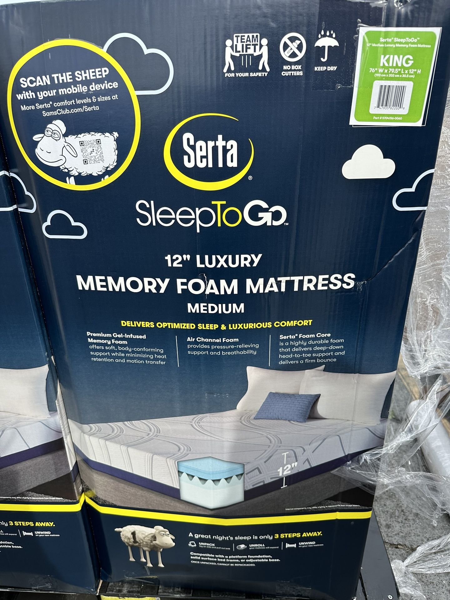 Serta 12” King Luxury Memory Foam Mattress Medium