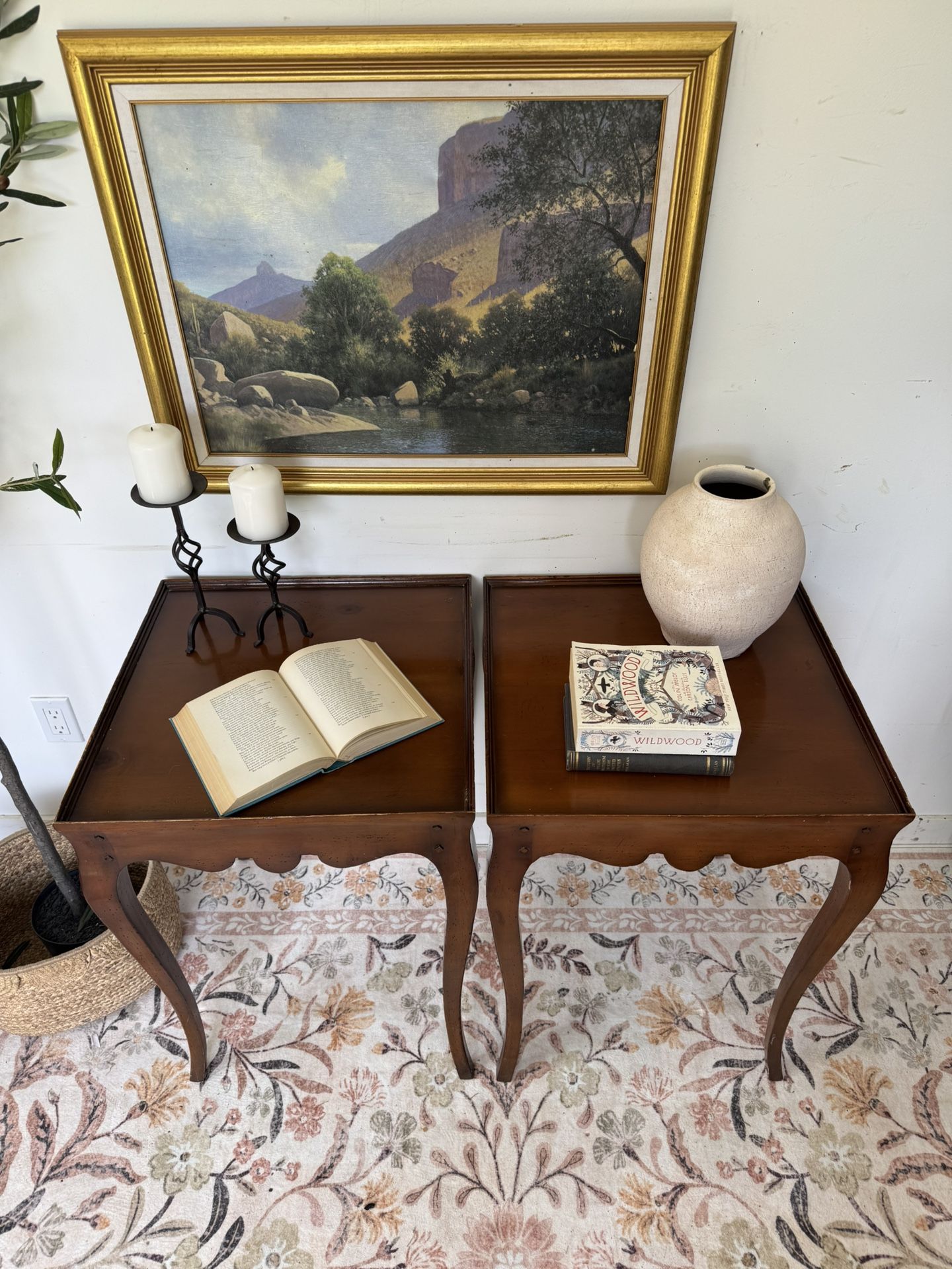 Scalloped Wood Side Tables