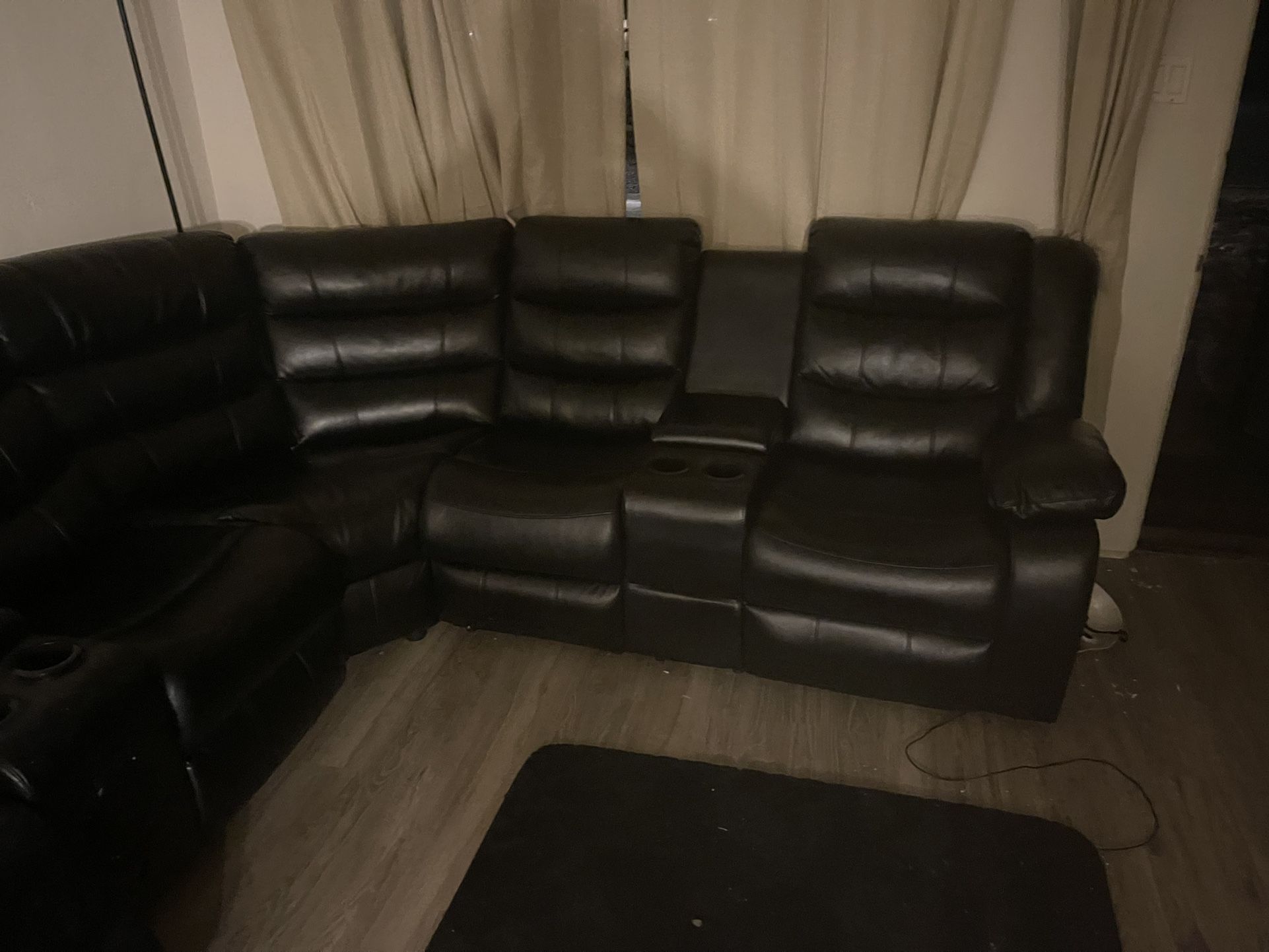 Leather Black Bluetooth Electric Reclining Couch