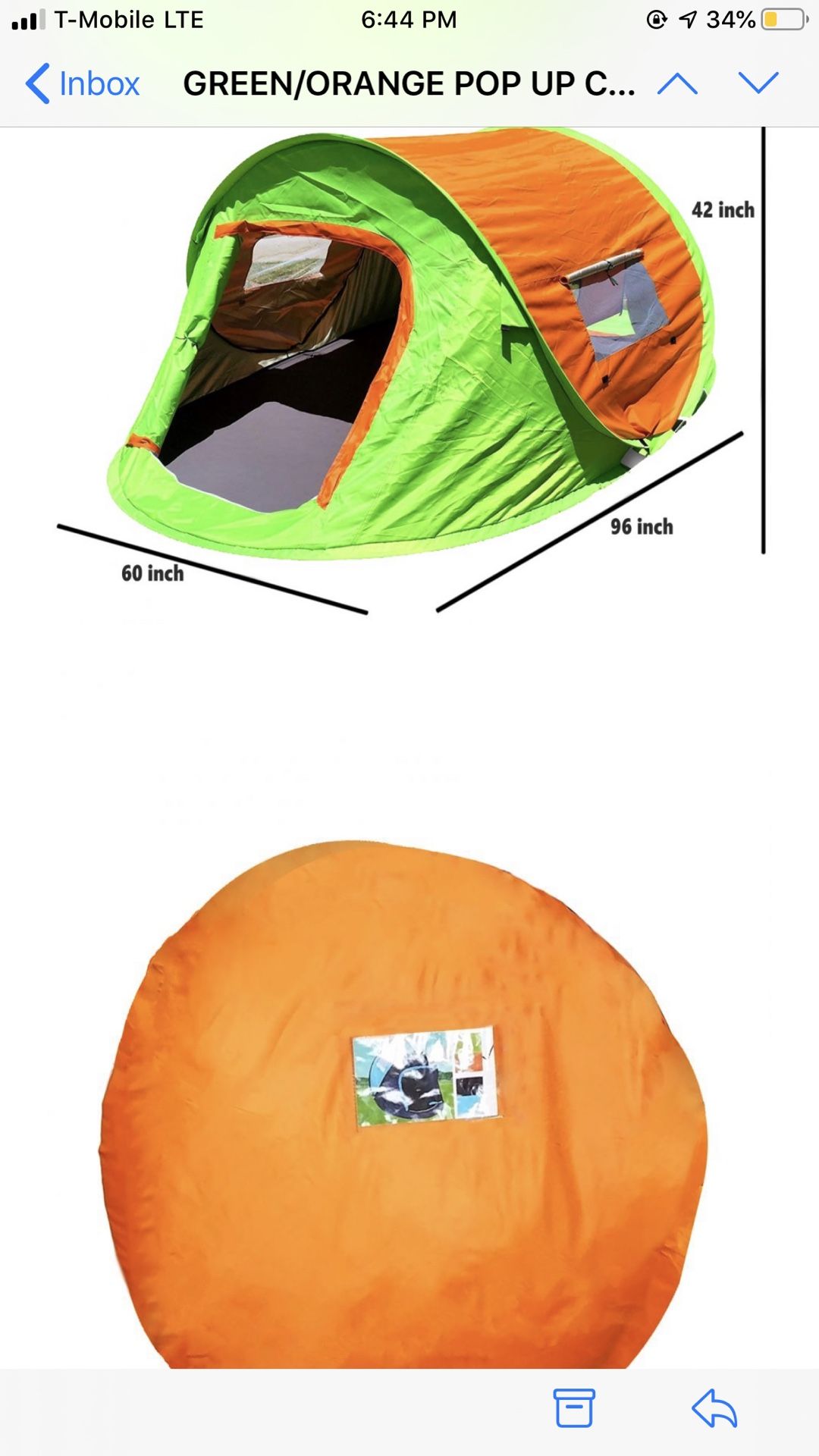 Pop up Camping or Beach Tents ready to use