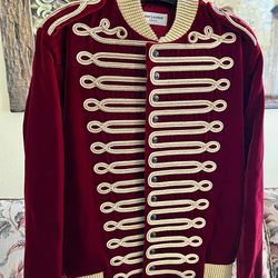 SAINT LAURENT Woman Metallic Braided Velvet Bomber Jacket Merlot size 36