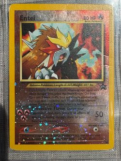 Entei vintage promo reverse holo Pokemon card damaged