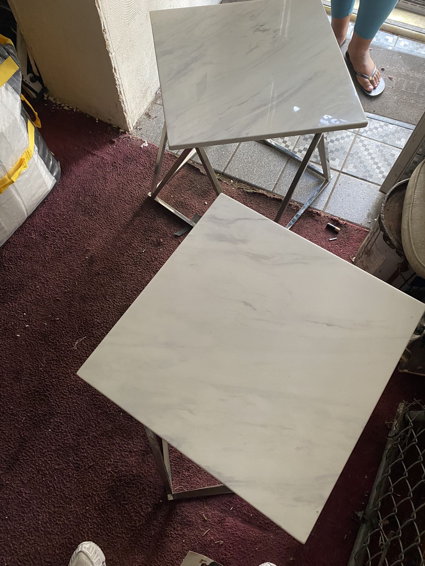 2 Marble End Tables
