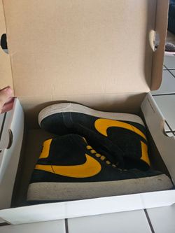Nike Blazer Mid Black Yellow Suede Sneakers