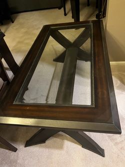 Wood and glass coffee table