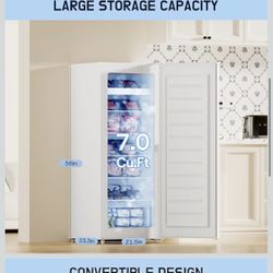 Upstreman 7.0 Cu.Ft Upright Freezer, White 