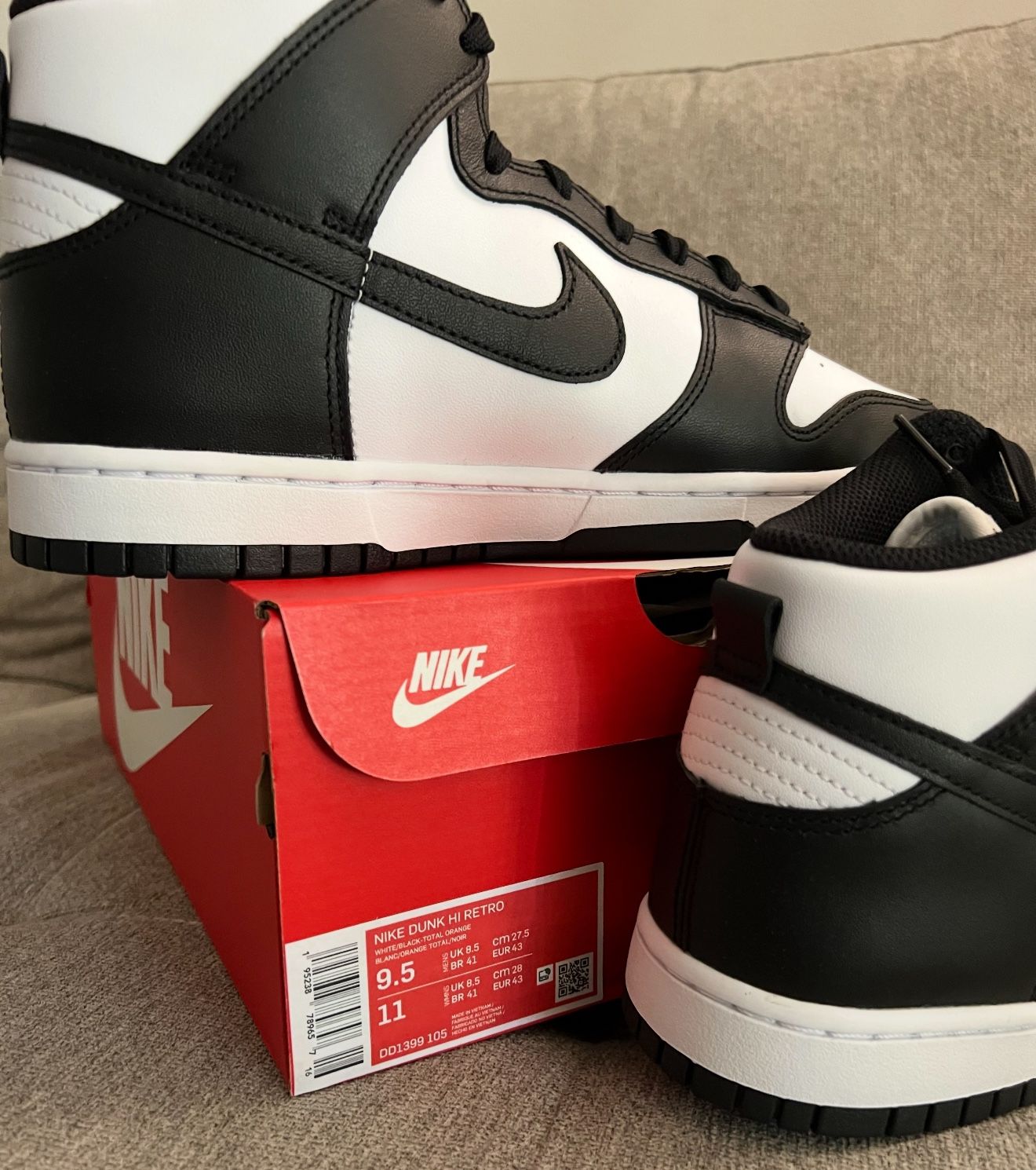 ? Size 9.5M / 11W Nike Dunk High Black & white “Panda  display picture 3