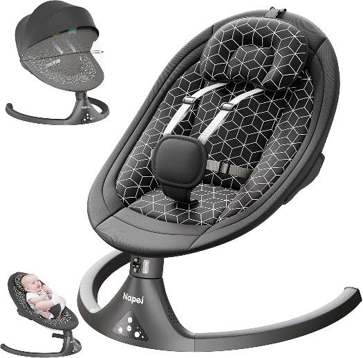 Baby Swings for Infants to Toddler, Electric Baby Swing and Infant Swings for Newborn, 10 Music with Remote Control and Bluetooth, 5 Swing Angles with