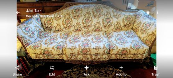 Antique / Vintage carved wood framed sofa