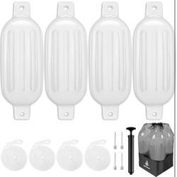 Dreizack Boat Fenders 4 Pack, Boat Bumpers for Docking with 4 Ropes Size: 6.5 inch