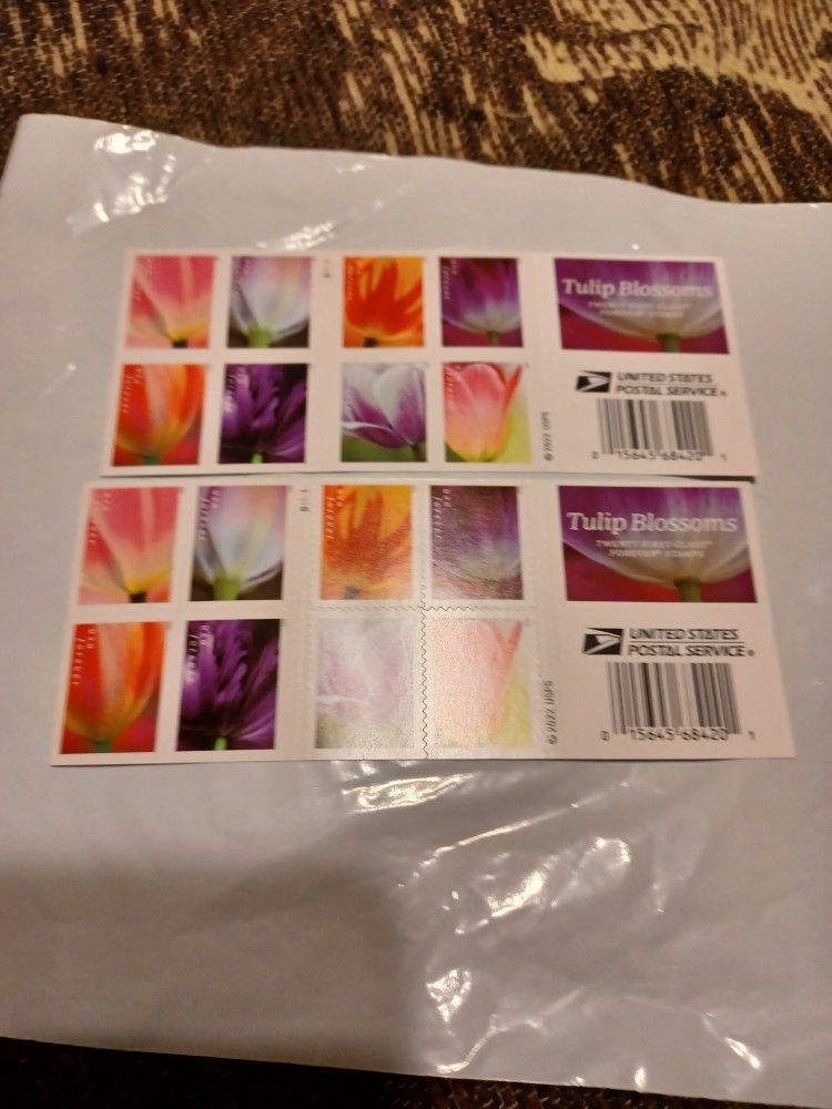 Set Of 40 USPS Tulip Blossoms Stamps 2023 (2 Books Of 20)