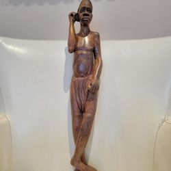 Vintage,  Wood Carved, Black Man Figure,  Statue,  Used. 