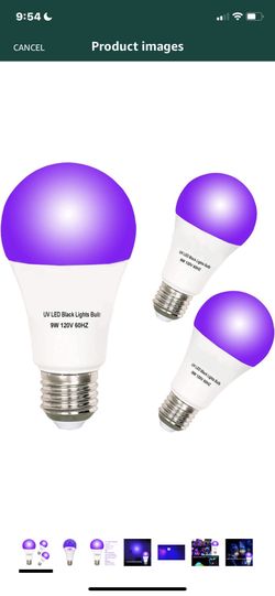 3 Pack Black Light Bulb LED,9W Glow in The Dark for Blacklights Party, Body Paint, Fluorescent Poster