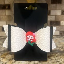 Black and white princess hair bow clip