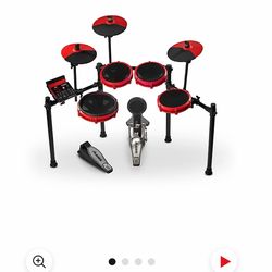 Alesis Nitro Max 8-Piece Electronic Drum Set With Bluetooth and BFD Sounds Red