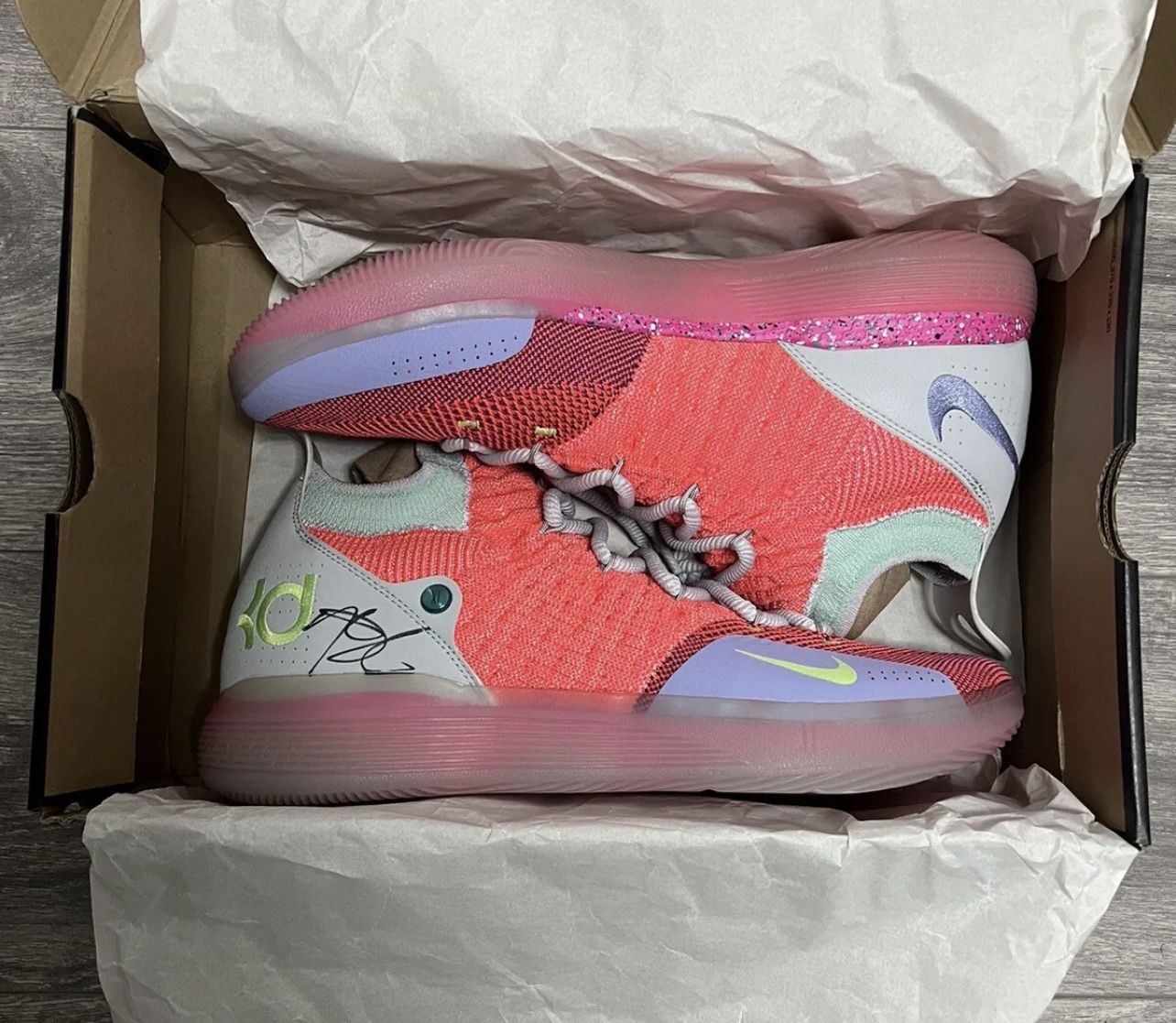 SIGNED Kevin Durant KD 11 Peach Jam EYBL Brand New Never Worn Size 13