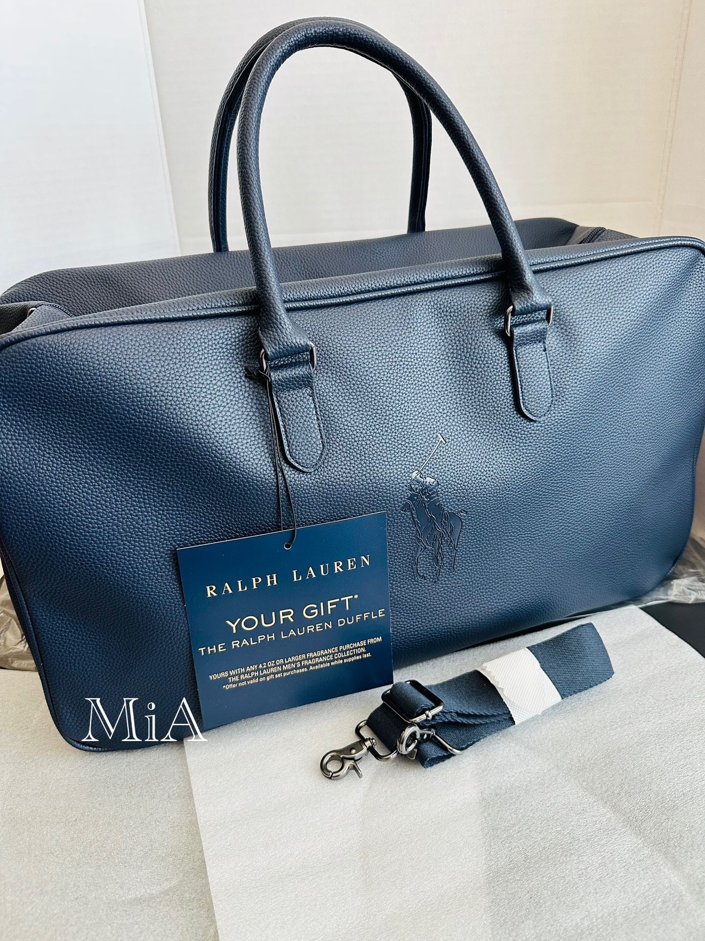 Ralph Lauren Polo Travel / Weekend Bag With Side Pocket + Strap (Dark Navy Blue)