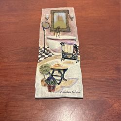 Vintage C. Winterle Olson 3d Bathroom Wall Art Tile Tuscany Tub 9 1/2” X 3 1/2” A4