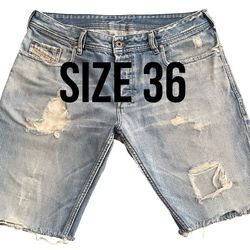 Diesel Jean Shorts Men’s size 36 RN 93243 Vintage 11” Inseam Distressed Shorts
