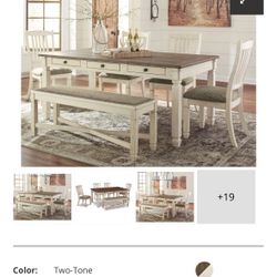 Bolanburg Dining Table and 2 Chairs and 2 Benches